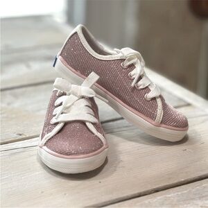 Keds Toddler Kickstart Jr Sneaker. Velcro Sz-6.5 Pink Glitter EUC
